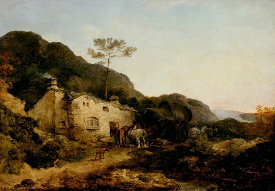 WikiOO.org - Encyclopedia of Fine Arts - Maleri, Artwork Philip Jacques De Loutherbourg - A Cottage in Patterdale, Westmoreland