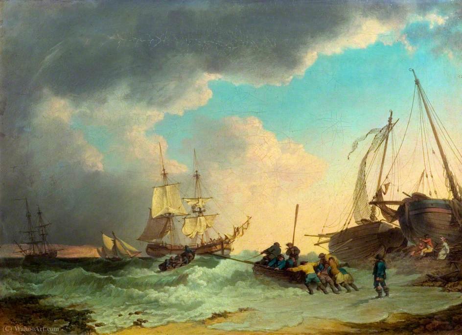 Wikioo.org - Bách khoa toàn thư về mỹ thuật - Vẽ tranh, Tác phẩm nghệ thuật Philip Jacques De Loutherbourg - A sea piece