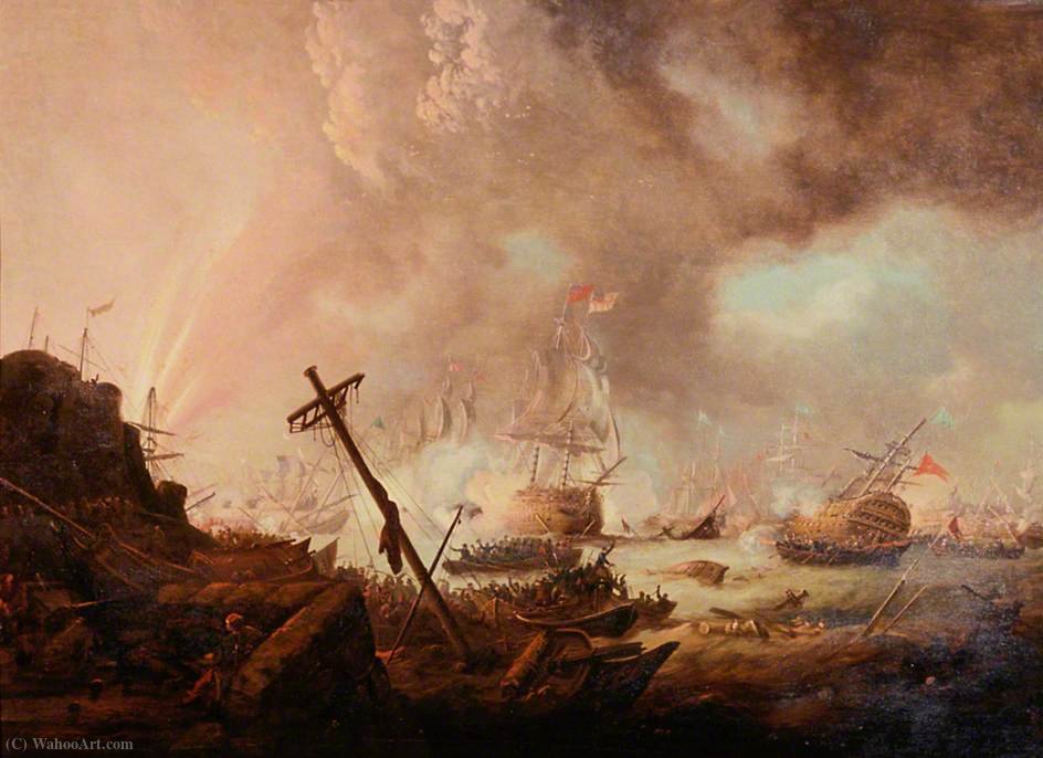 WikiOO.org - אנציקלופדיה לאמנויות יפות - ציור, יצירות אמנות Philip Jacques De Loutherbourg - Admiral Sir John Duckworth Forcing Pass through the Dardanelles, (1807)