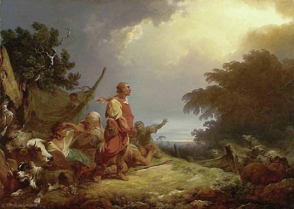 WikiOO.org - Enciklopedija dailės - Tapyba, meno kuriniai Philip Jacques De Loutherbourg - The Angel appearing to the Shepherds