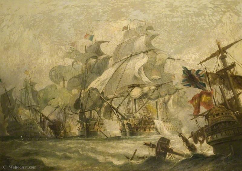 WikiOO.org - Encyclopedia of Fine Arts - Maleri, Artwork Philip Jacques De Loutherbourg - The Battle of Trafalgar, 21 October (1805)