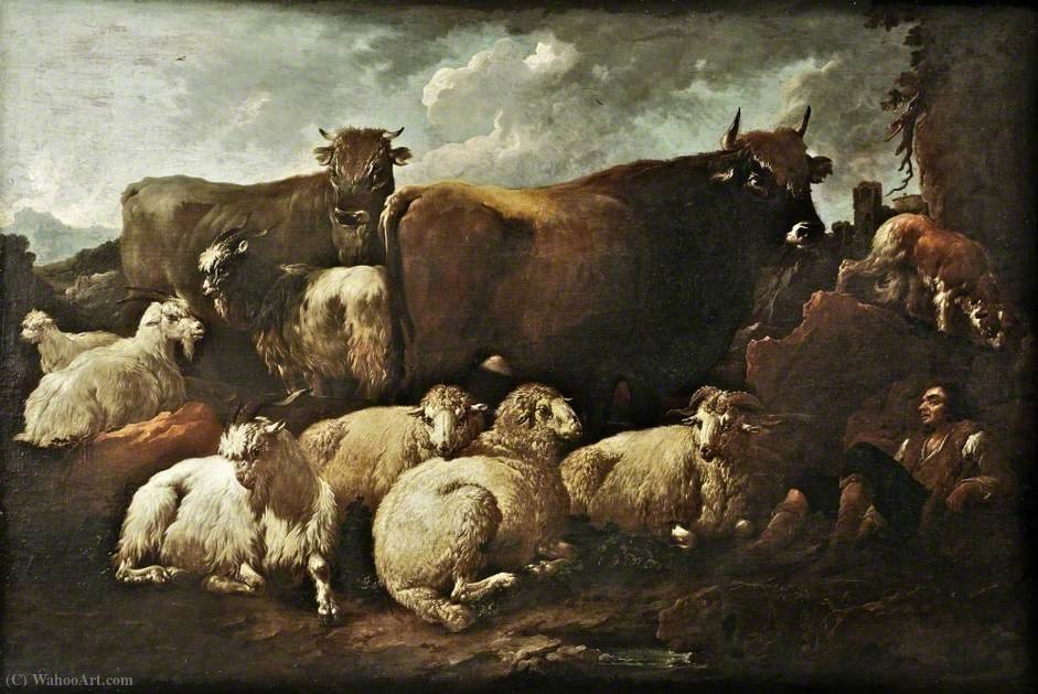 Wikioo.org - สารานุกรมวิจิตรศิลป์ - จิตรกรรม Philipp Peter Roos - Cattle and Sheep