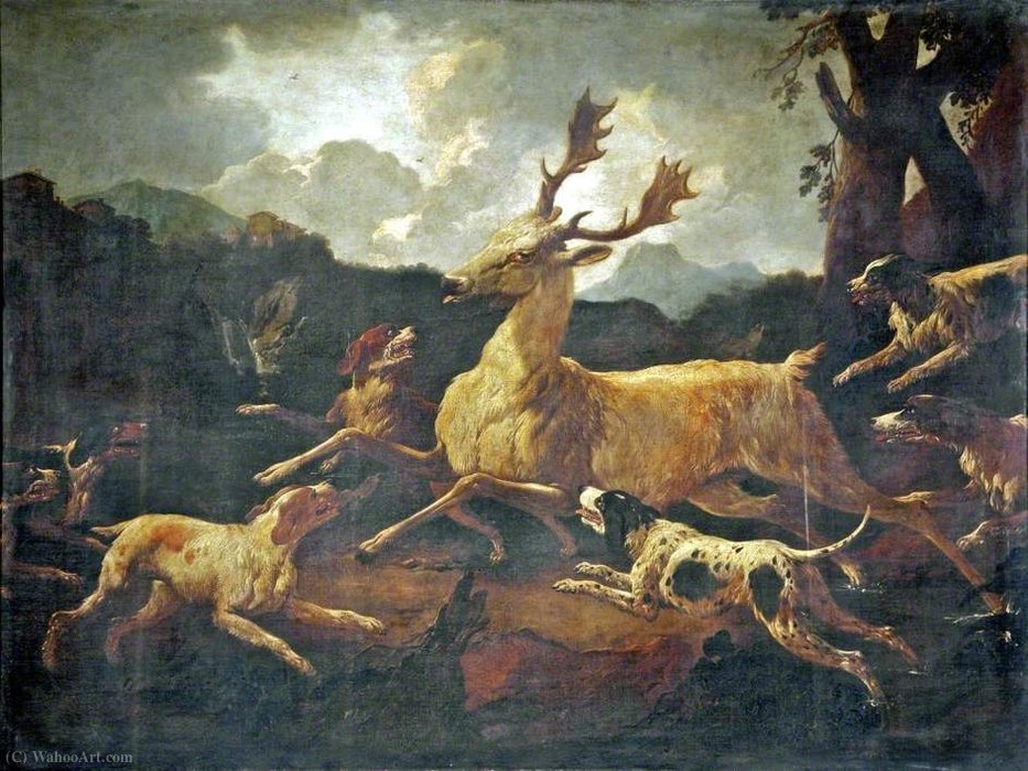 WikiOO.org - Encyclopedia of Fine Arts - Festés, Grafika Philipp Peter Roos - The stag hunt