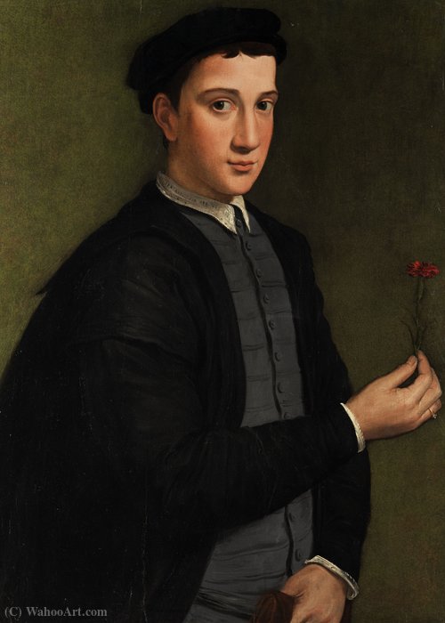 Wikioo.org - Bách khoa toàn thư về mỹ thuật - Vẽ tranh, Tác phẩm nghệ thuật Pierfrancesco Di Jacopo Foschi - Young man with a carnation