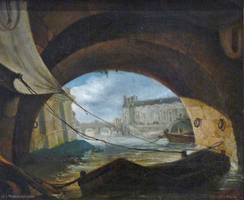 WikiOO.org - Енциклопедия за изящни изкуства - Живопис, Произведения на изкуството Pierre Antoine De Machy - View of the Pont Neuf and Louvre