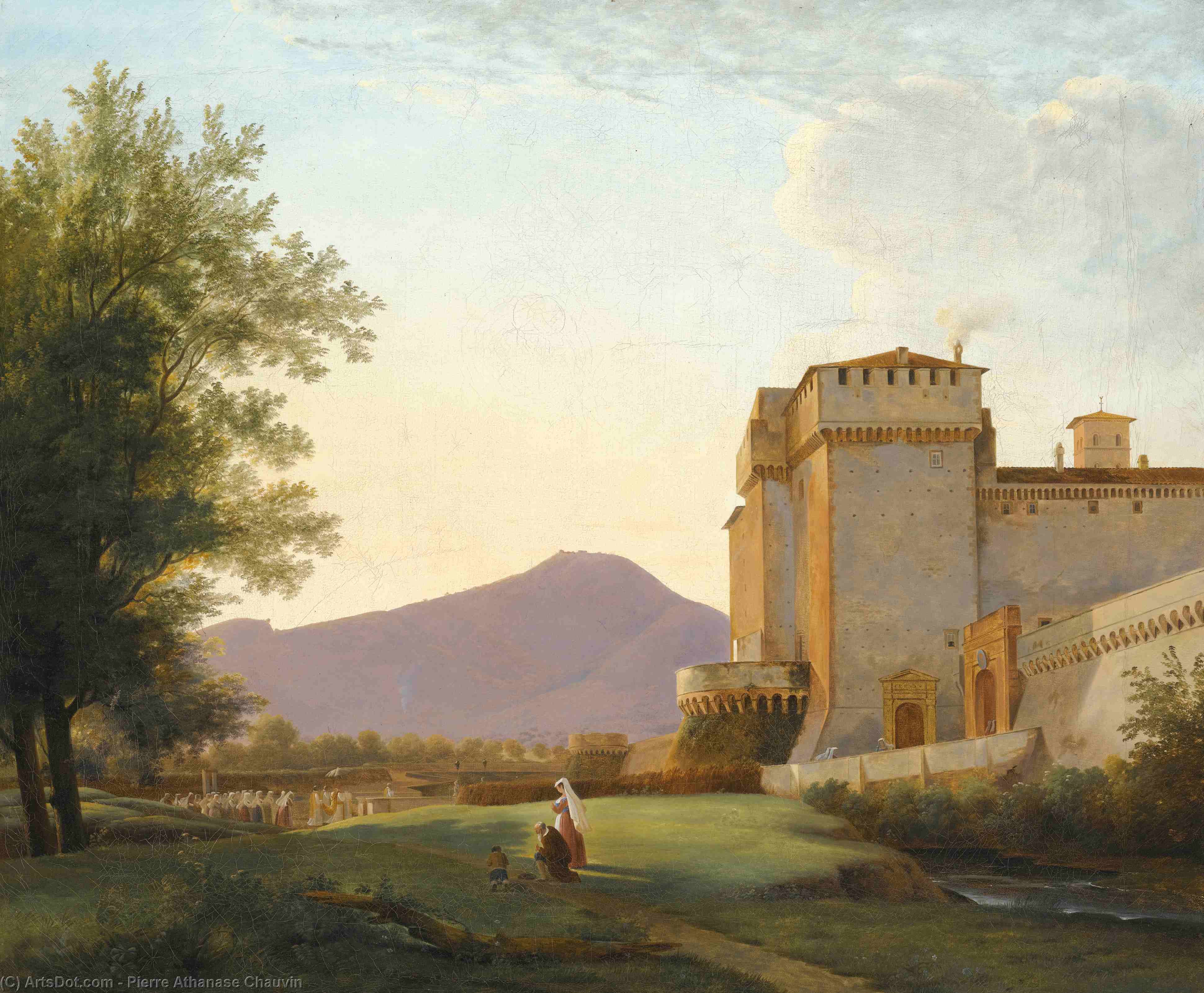 Wikioo.org - The Encyclopedia of Fine Arts - Painting, Artwork by Pierre Athanase Chauvin - A view of the abbey of grottaferrata
