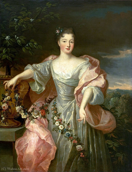 Wikioo.org - The Encyclopedia of Fine Arts - Painting, Artwork by Pierre Gobert - Portrait of a Bride with Flowers