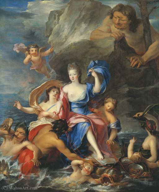 Wikioo.org - The Encyclopedia of Fine Arts - Painting, Artwork by Pierre Gobert - Portrait of Mademoiselle de Blois, as Galatea Triumphant.