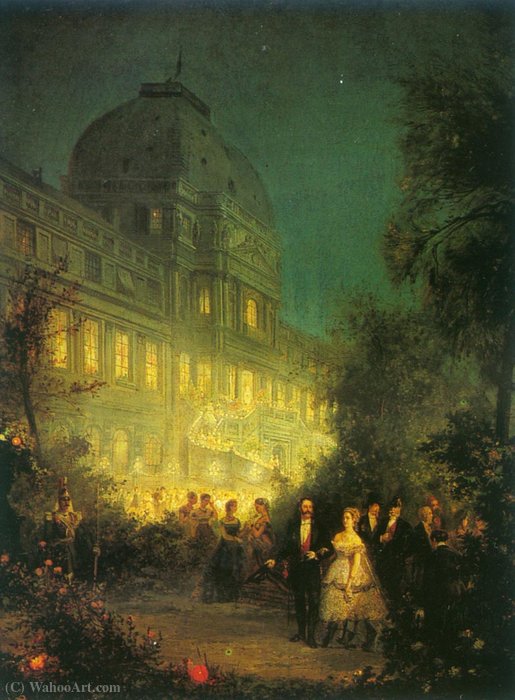 WikiOO.org - אנציקלופדיה לאמנויות יפות - ציור, יצירות אמנות Pierre Tetar Van Elven - Party night at the Tuileries (Other versions)