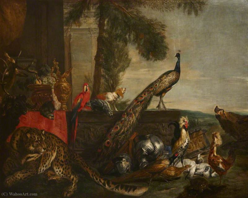 WikiOO.org - Encyclopedia of Fine Arts - Maalaus, taideteos Boel Pieter (Boule) - A Peacock and Other Birds