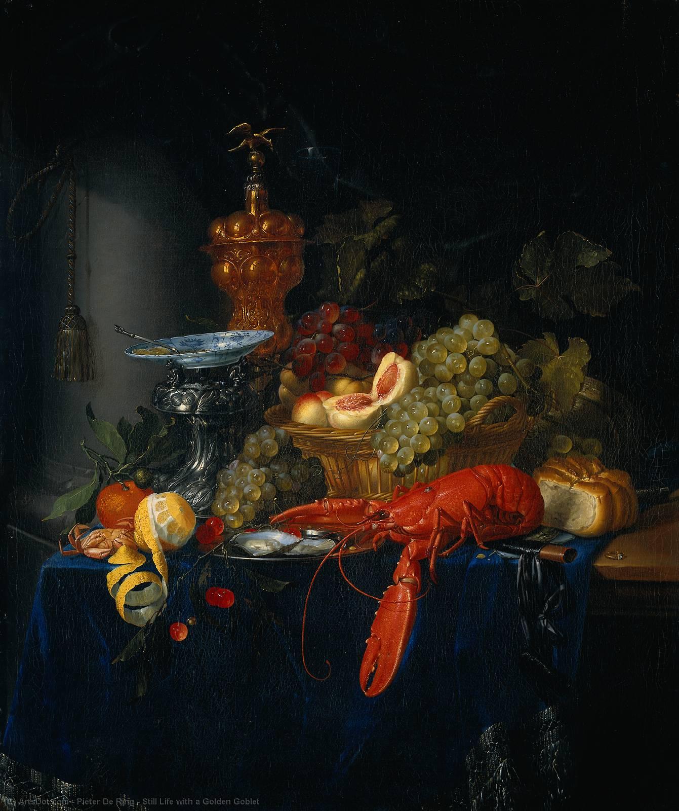 Wikioo.org – L'Enciclopedia delle Belle Arti - Pittura, Opere di Pieter De Ring - ancora la vita con Un  dorato  calice