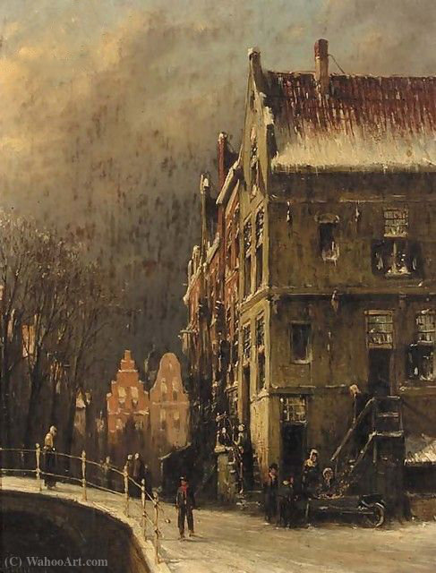 Wikioo.org - The Encyclopedia of Fine Arts - Painting, Artwork by Pieter Gerard Vertin - A town in winter