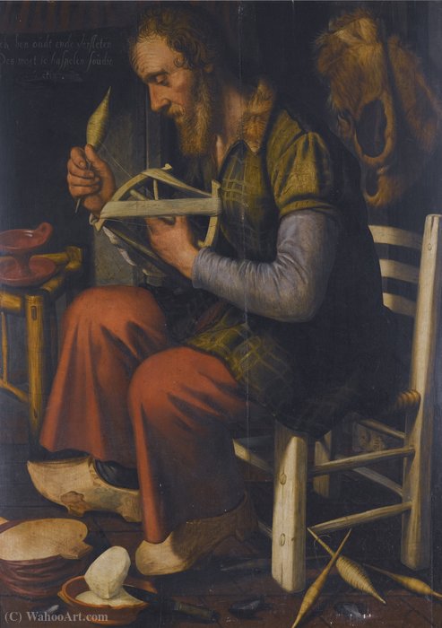 WikiOO.org - Encyclopedia of Fine Arts - Maalaus, taideteos Pieter Pietersz - A Dutch Proverb of an Old Man Spinning his Reel