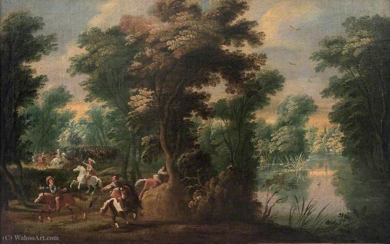 Wikioo.org - The Encyclopedia of Fine Arts - Painting, Artwork by Pieter Snayers - Landscape with Cavalry Skirmish in a Wood