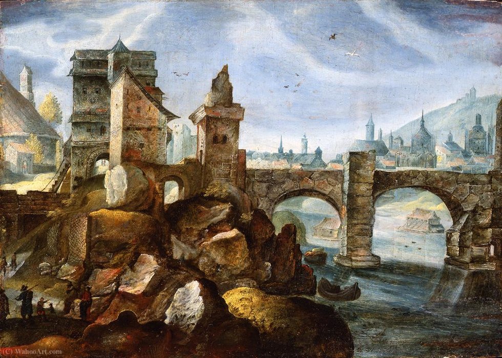 Wikioo.org - The Encyclopedia of Fine Arts - Painting, Artwork by Pieter Stevens - A Capriccio View of a City