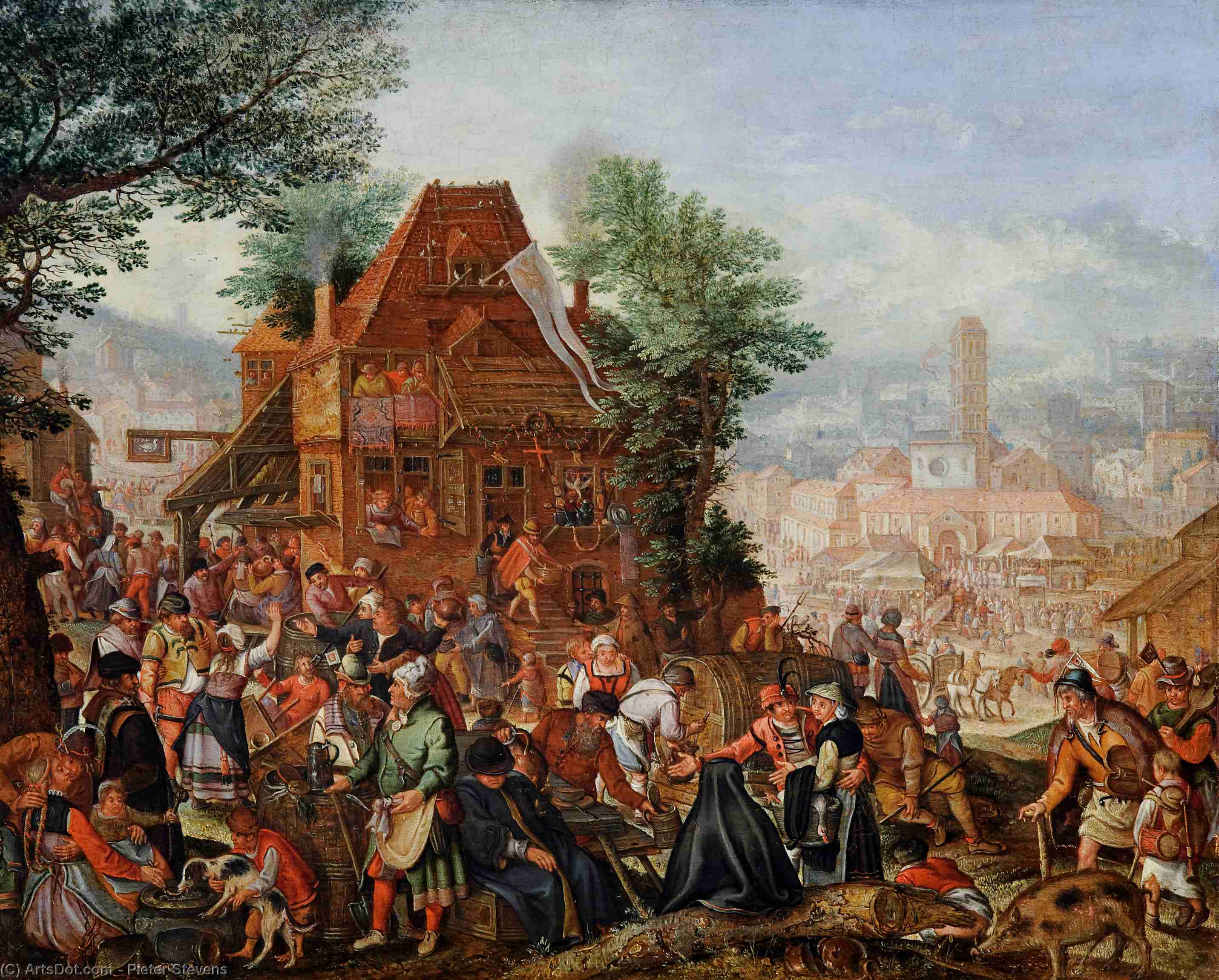 Wikioo.org - The Encyclopedia of Fine Arts - Painting, Artwork by Pieter Stevens - Feast on the Anniversary of a Church Foundation