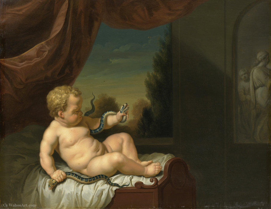 Wikioo.org – L'Encyclopédie des Beaux Arts - Peinture, Oeuvre de Pieter Van Der Werff - De Jonge Hercules met de slangen