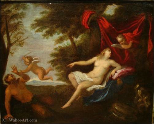 Wikioo.org - The Encyclopedia of Fine Arts - Painting, Artwork by Pieter Van Der Werff - Venus watching Cupid and a Satyr