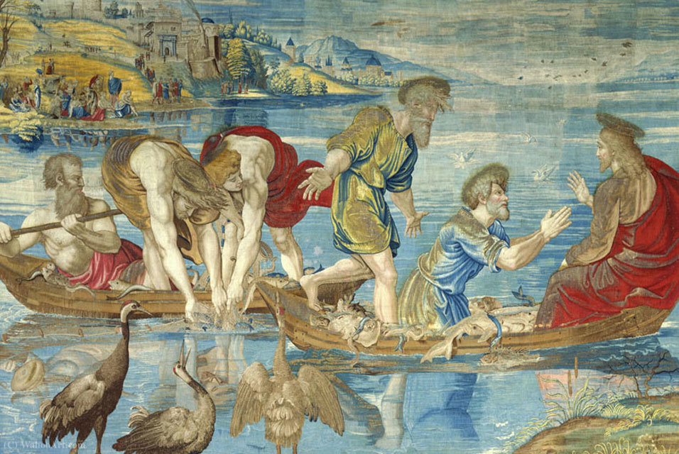 WikiOO.org - Encyclopedia of Fine Arts - Schilderen, Artwork Pieter Van Edingen Van Aelst - Tapestry of Raffaello, the miraculous catch