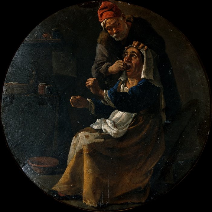 WikiOO.org - Encyclopedia of Fine Arts - Maľba, Artwork Pieter Boddingh Van Laer - A man extracting a tooth