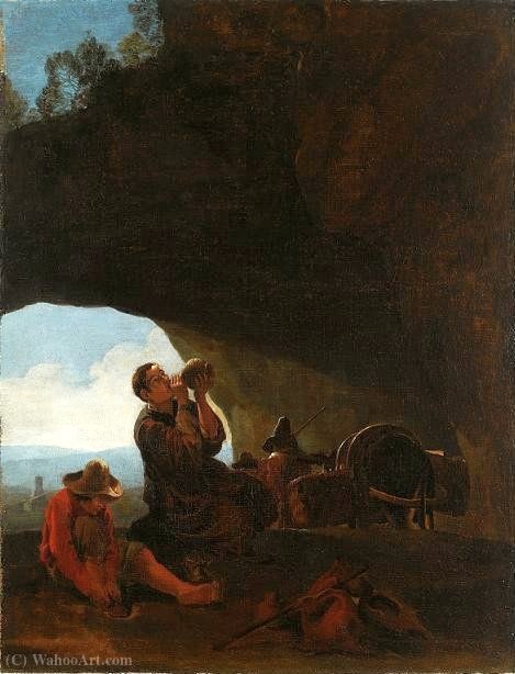 Wikioo.org - The Encyclopedia of Fine Arts - Painting, Artwork by Pieter Boddingh Van Laer - Travellers at rest