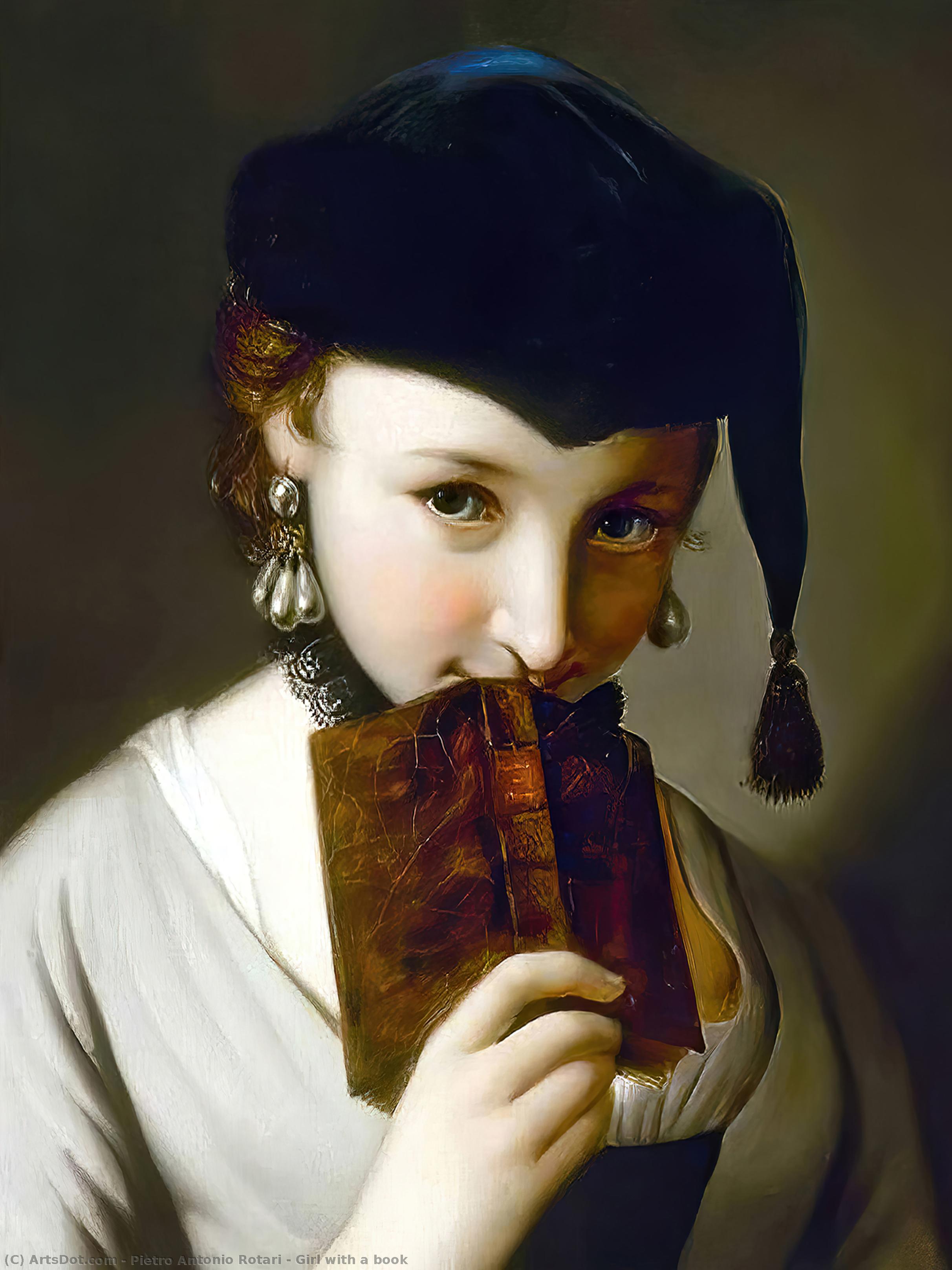 WikiOO.org – 美術百科全書 - 繪畫，作品 Pietro Antonio Rotari - 女孩与一个 书