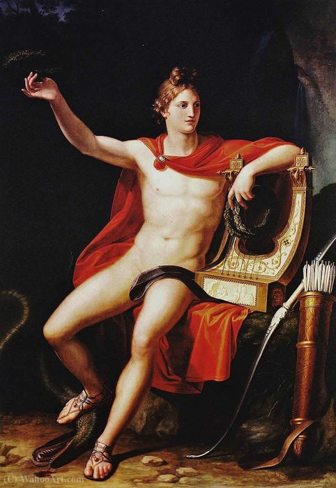 WikiOO.org - Encyclopedia of Fine Arts - Maleri, Artwork Pietro Benvenuti - Apollo Winner of the Serpent Python