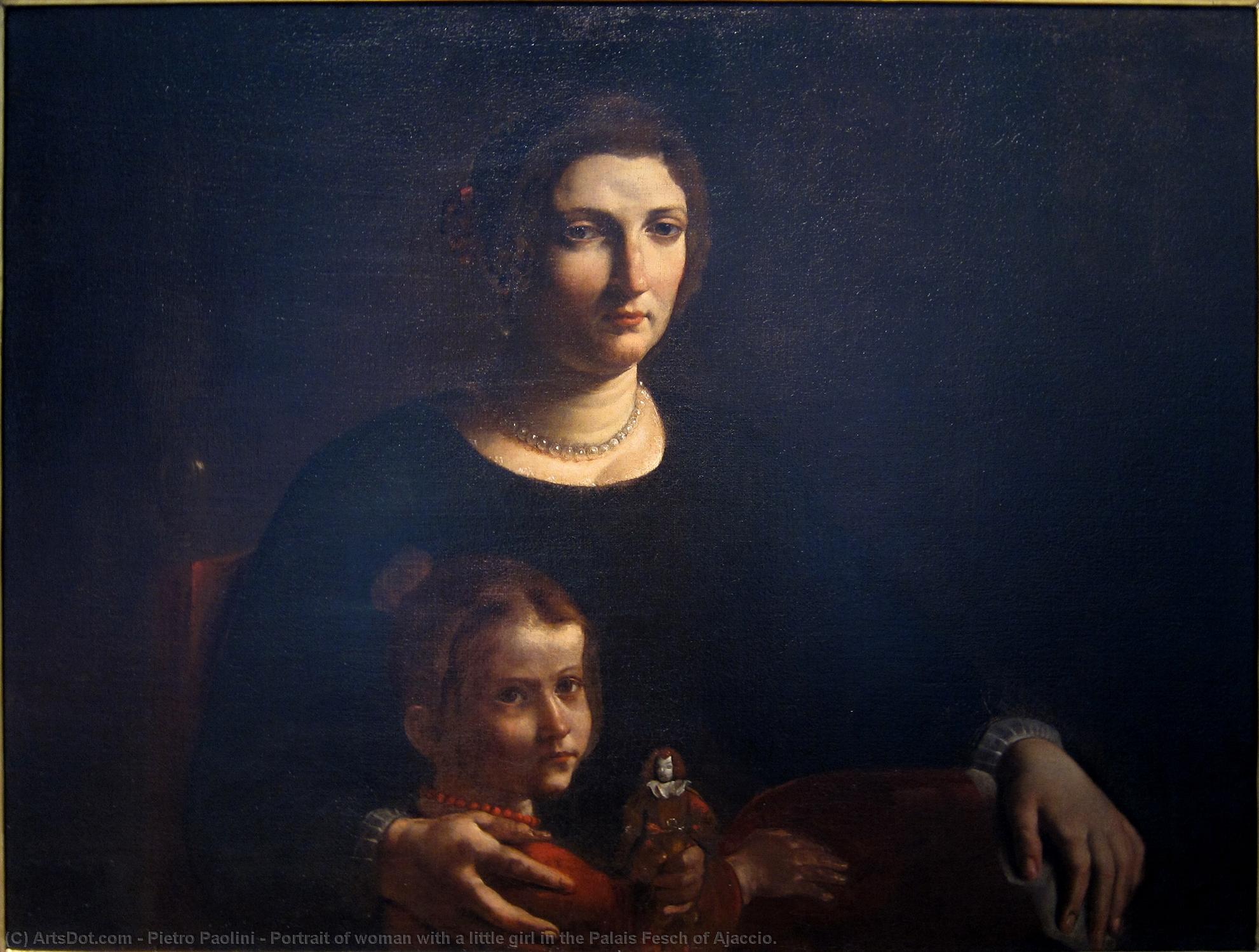 Wikioo.org - The Encyclopedia of Fine Arts - Painting, Artwork by Pietro Paolini - Portrait of woman with a little girl in the Palais Fesch of Ajaccio.