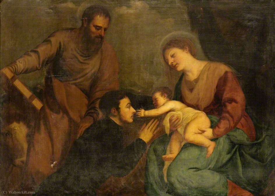 WikiOO.org - Encyclopedia of Fine Arts - Maľba, Artwork Polidoro Da Lanciano - Virgin and Child with Saint Luke and a Kneeling Donor (Vision of Saint Stanislaus)