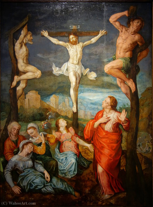 Wikoo.org - موسوعة الفنون الجميلة - اللوحة، العمل الفني Raphael Coxcie - Crucifixion