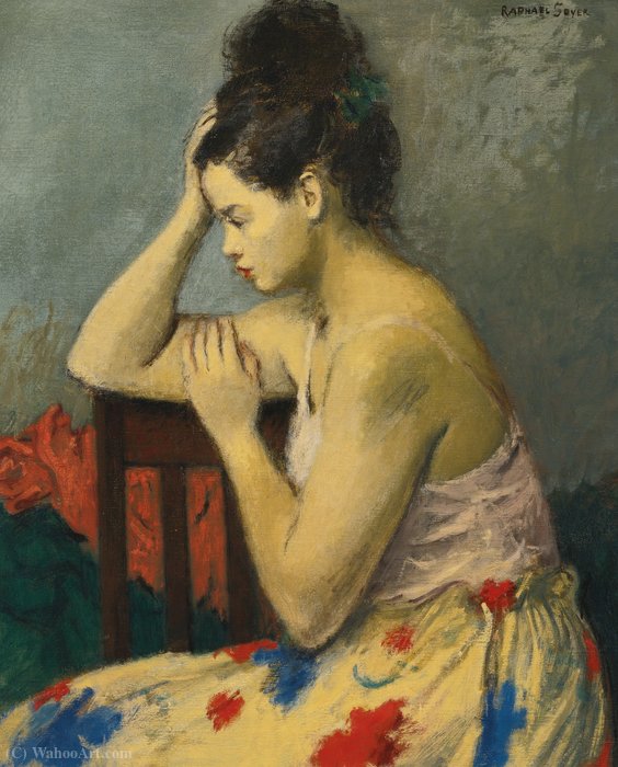 Wikioo.org – La Enciclopedia de las Bellas Artes - Pintura, Obras de arte de Raphael Soyer - La falda floreada