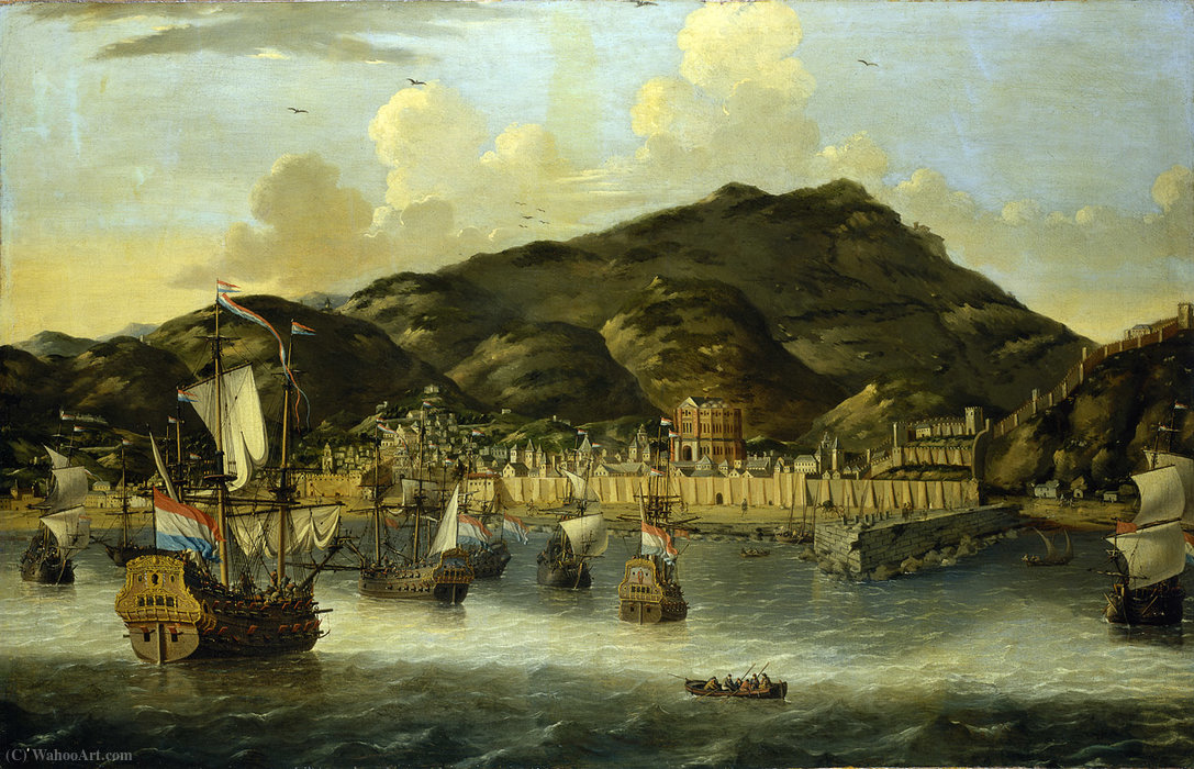 Wikioo.org - The Encyclopedia of Fine Arts - Painting, Artwork by Reiner Nooms - Dutch Ships off Tripoli