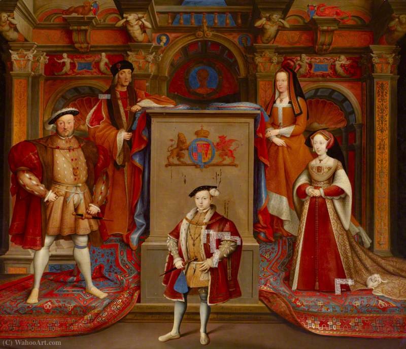 Wikioo.org - The Encyclopedia of Fine Arts - Painting, Artwork by Remigius Van Leemput (Remigeus Vanlimpitt) - Henry VII, Elizabeth of York, Henry VIII, Jane Seymour, and Edward VI