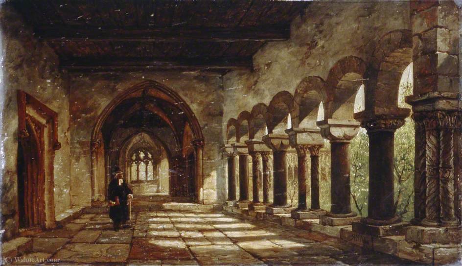 Wikioo.org - The Encyclopedia of Fine Arts - Painting, Artwork by Richard Henry Nibbs - Cloisters, canterbury cathedral