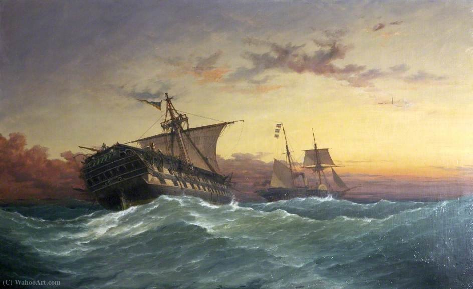 Wikoo.org - موسوعة الفنون الجميلة - اللوحة، العمل الفني Richard Henry Nibbs - HMS 'Bombay'