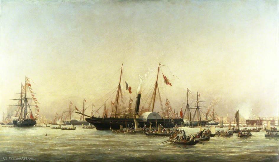 WikiOO.org - Encyclopedia of Fine Arts - Maleri, Artwork Richard Henry Nibbs - Queen Victoria Landing at Brighton, East Sussex