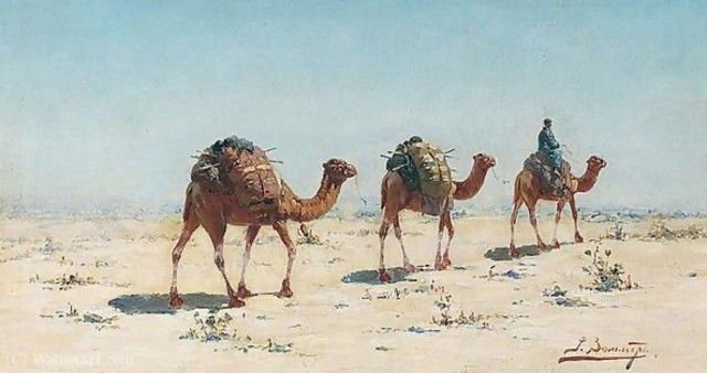 WikiOO.org - Encyclopedia of Fine Arts - Målning, konstverk Richard Karlovich Zommer - Camels in the desert