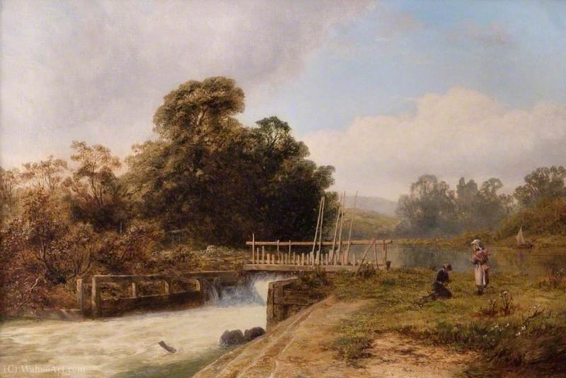 Wikioo.org - The Encyclopedia of Fine Arts - Painting, Artwork by Robert Gallon - Hambleden Weir, Henley-on-Thames, Oxfordshire