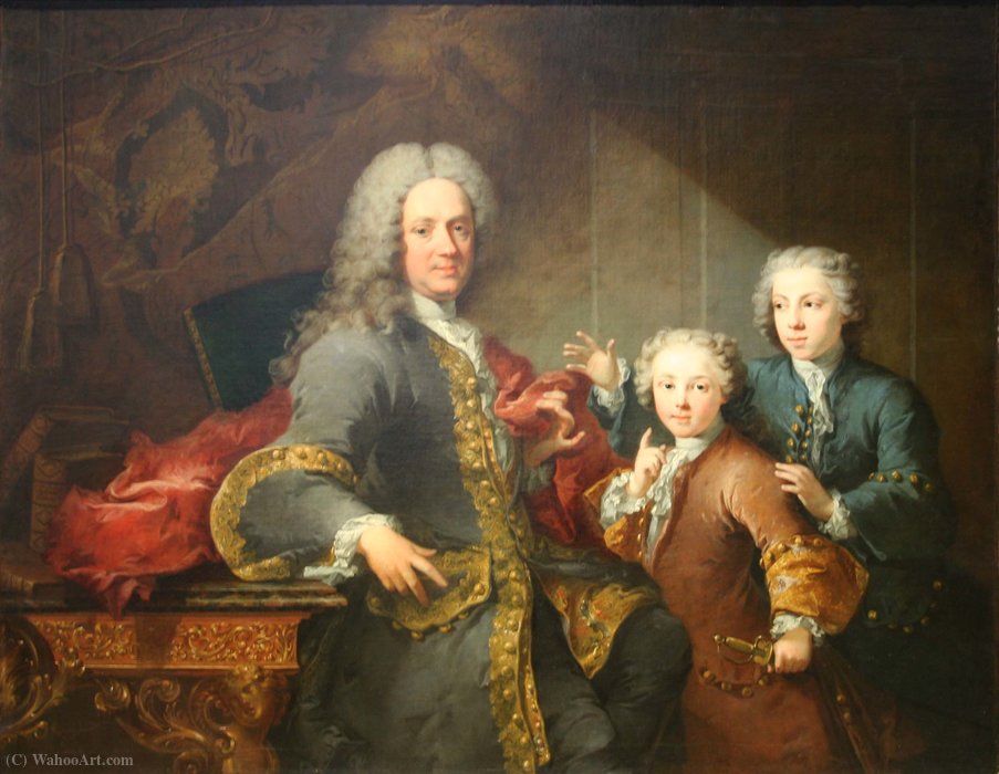 Wikioo.org - The Encyclopedia of Fine Arts - Painting, Artwork by Robert Le Vrac De Tournières - Mr. Saint-Cannat and children