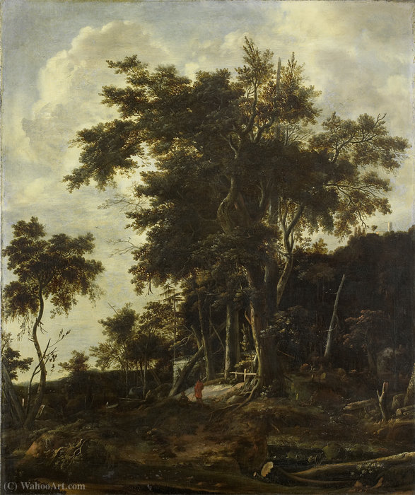 Wikioo.org - The Encyclopedia of Fine Arts - Painting, Artwork by Roelandt Roghman - Wooded Landscape with woodcutters house