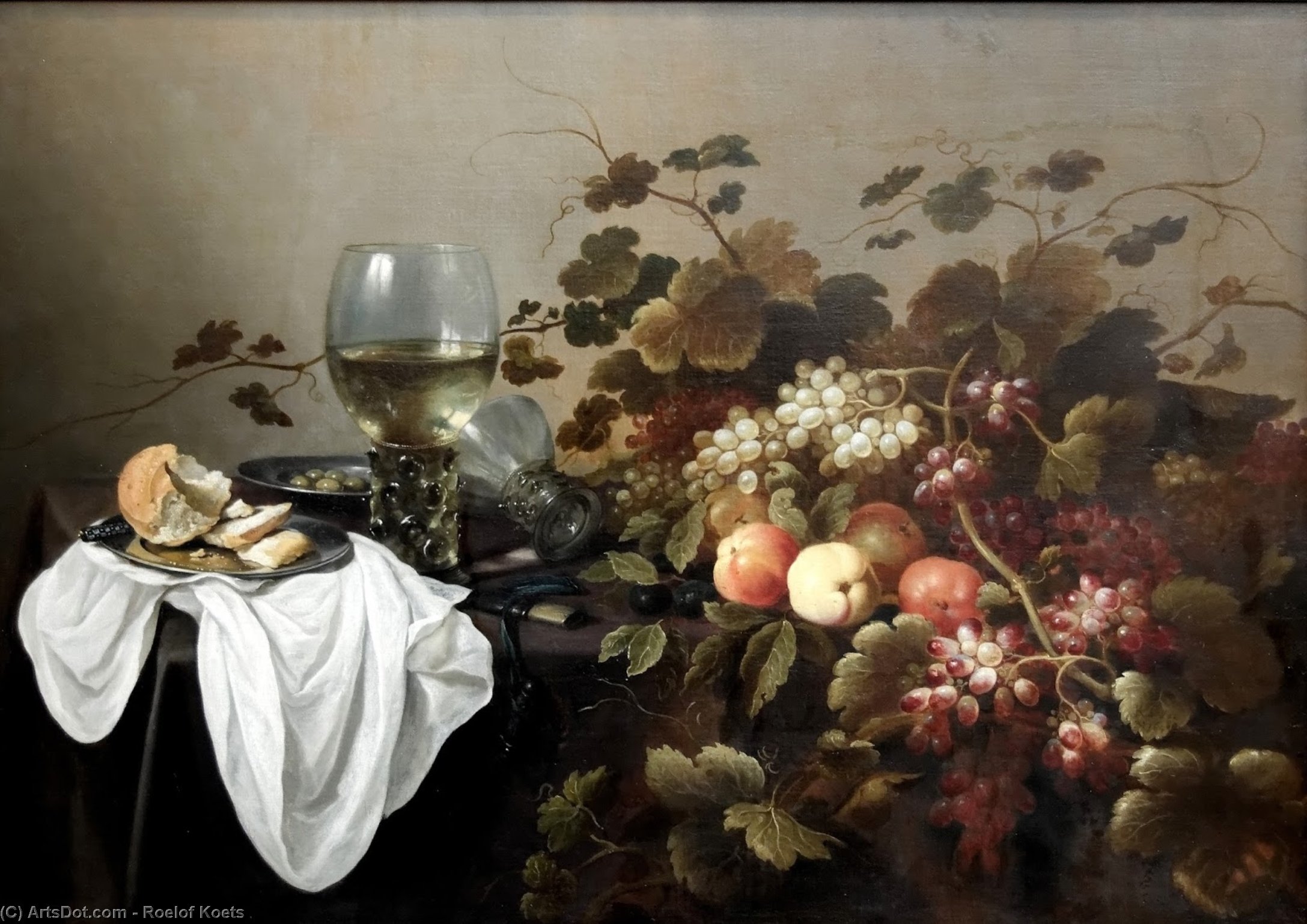 Wikioo.org - The Encyclopedia of Fine Arts - Painting, Artwork by Roelof Koets - Still life with fruits and Roemer