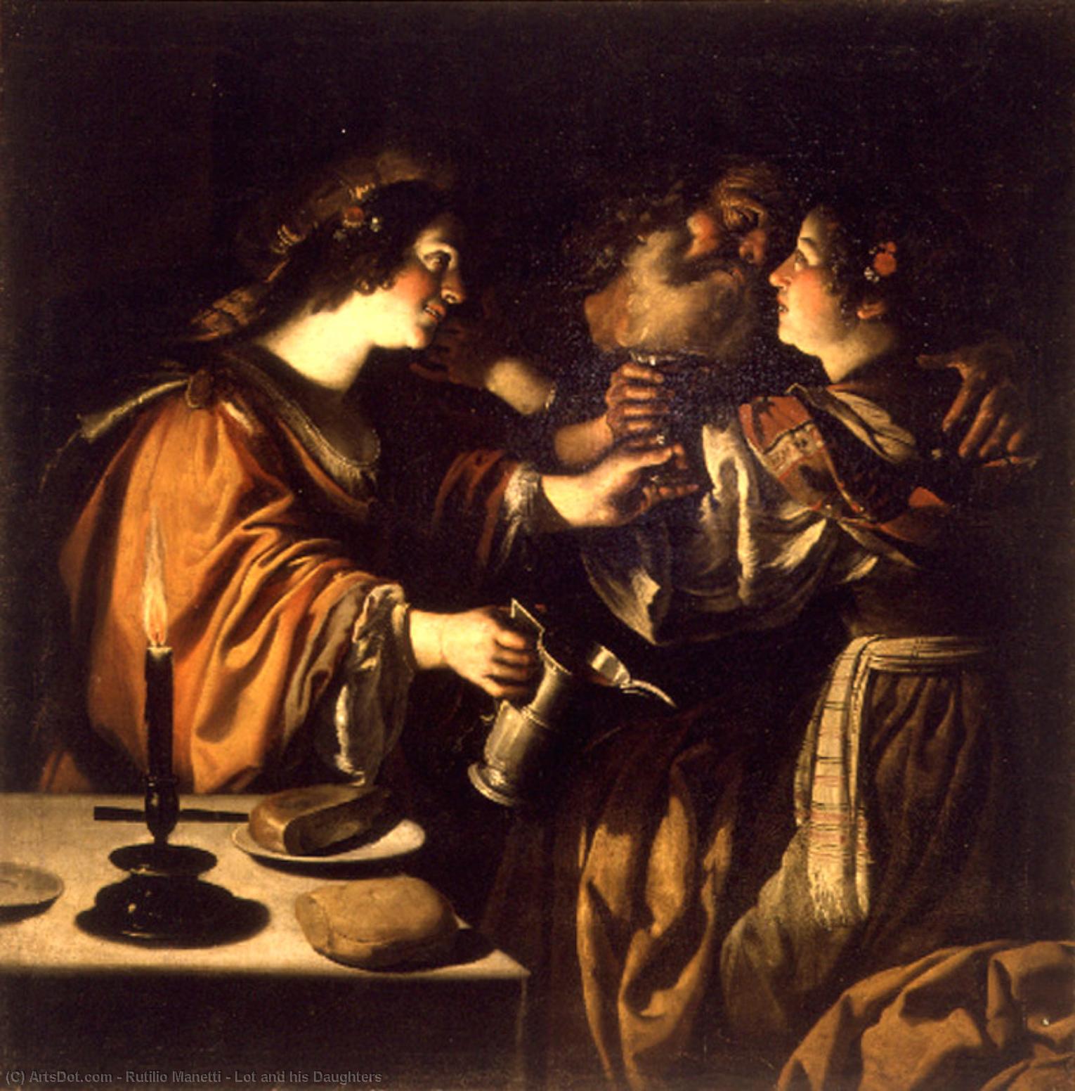 WikiOO.org - Enciclopedia of Fine Arts - Pictura, lucrări de artă Rutilio Manetti - Lot and his Daughters