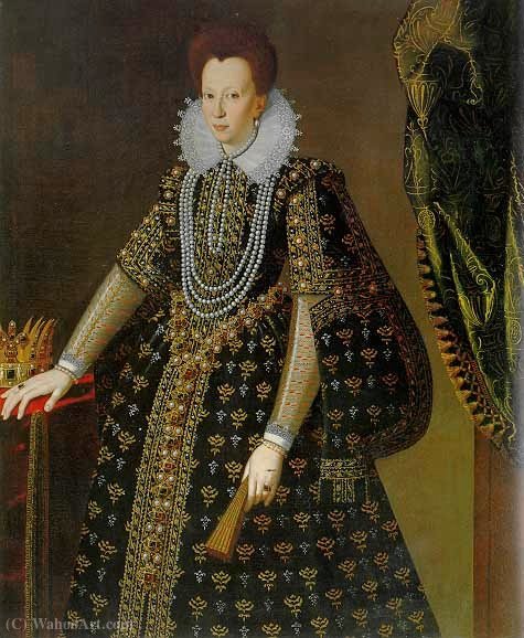 Wikioo.org - The Encyclopedia of Fine Arts - Painting, Artwork by Santi Di Tito - Portrait of Christine of Lorraine