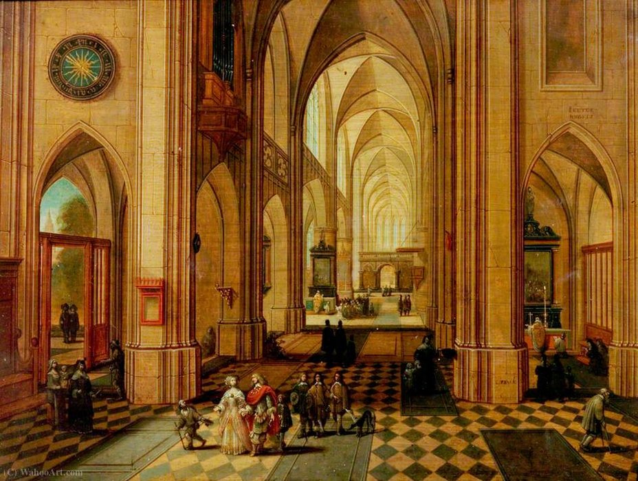 WikiOO.org - אנציקלופדיה לאמנויות יפות - ציור, יצירות אמנות Sebastian Vrancx - Antwerp cathedral