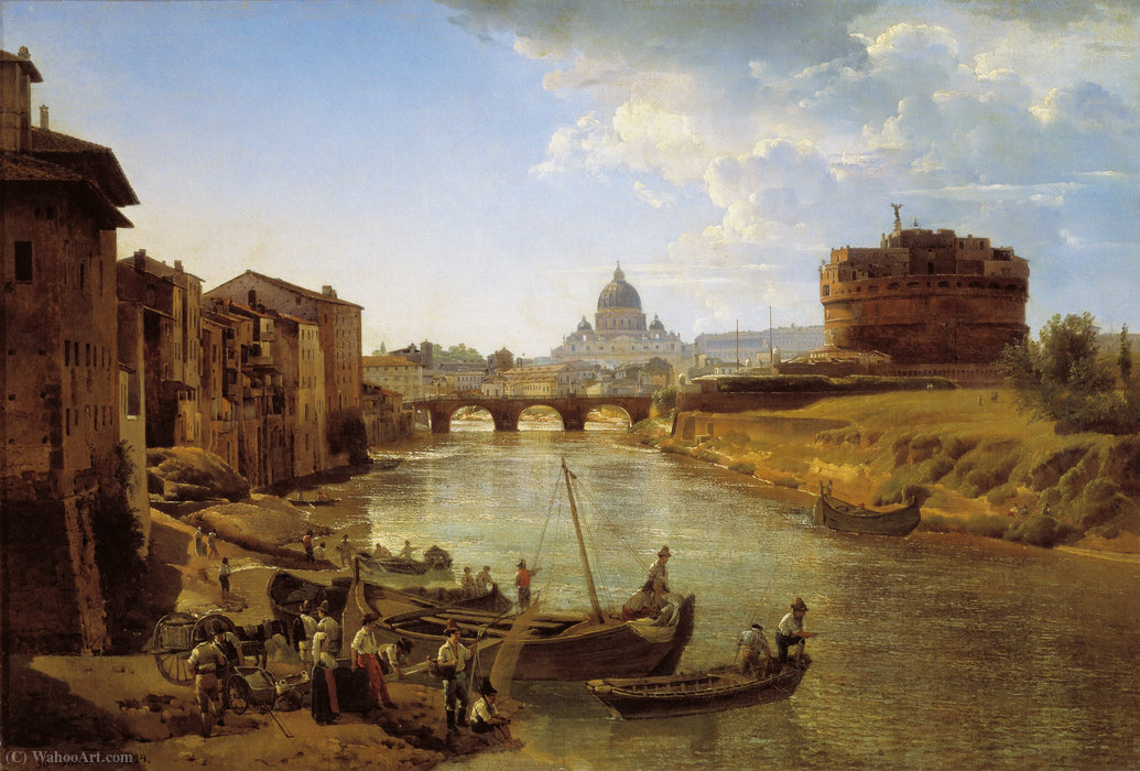 Wikioo.org - The Encyclopedia of Fine Arts - Painting, Artwork by Sil'vestr Fedosyevich Shchedrin - New Rome. The Castle of S.Angelo
