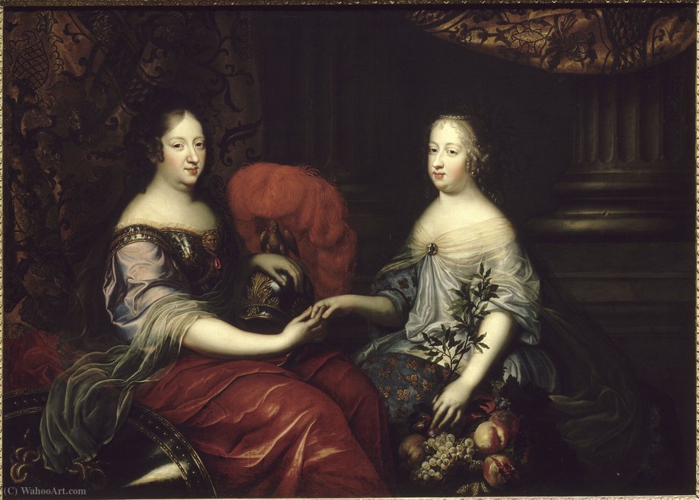 Wikioo.org - The Encyclopedia of Fine Arts - Painting, Artwork by Simon Renard De Saint André - Anne of Austria with Queen Marie Thérèse