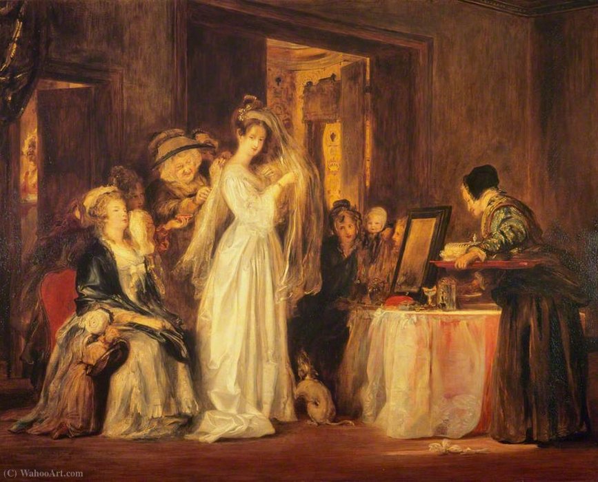WikiOO.org – 美術百科全書 - 繪畫，作品 David Wilkie Wynfield - 在她的卫生间在她婚礼当天的新娘