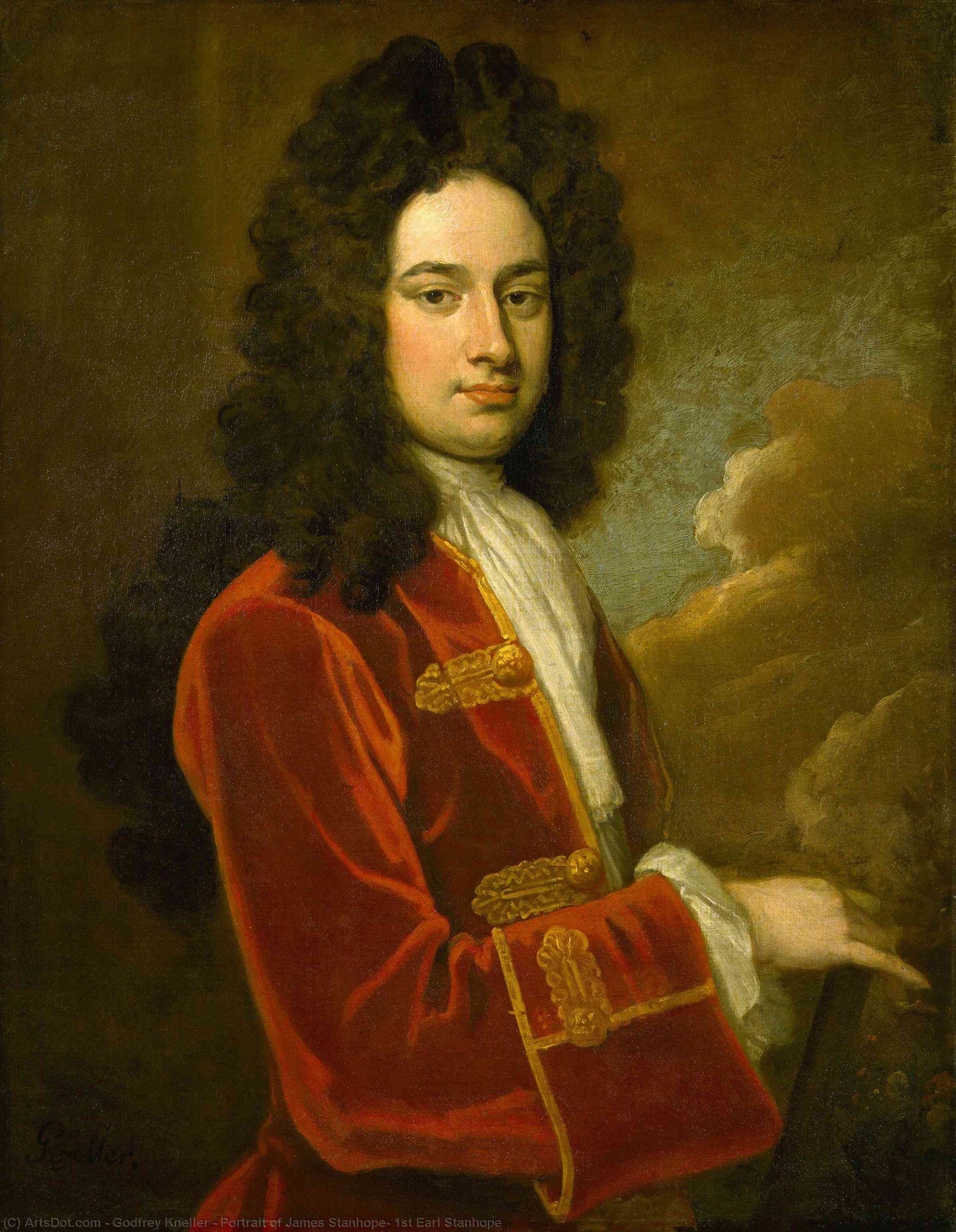Wikioo.org - The Encyclopedia of Fine Arts - Painting, Artwork by Godfrey Kneller - Portrait of James Stanhope, 1st Earl Stanhope