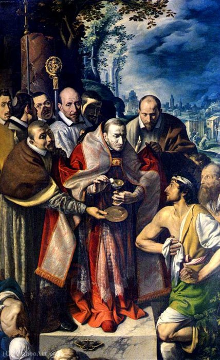Wikioo.org - The Encyclopedia of Fine Arts - Painting, Artwork by Tanzio Da Varallo - Charles borromeo giving communion to the plague victims