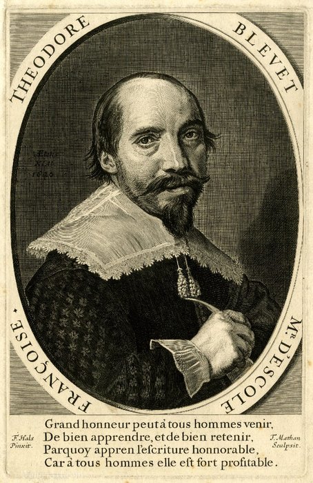 Wikioo.org - สารานุกรมวิจิตรศิลป์ - จิตรกรรม Theodor Matham (Dirck Matham) - Portrait of Théodore Blévet